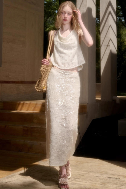 Elegant Starlit Top Skirt Set-Up