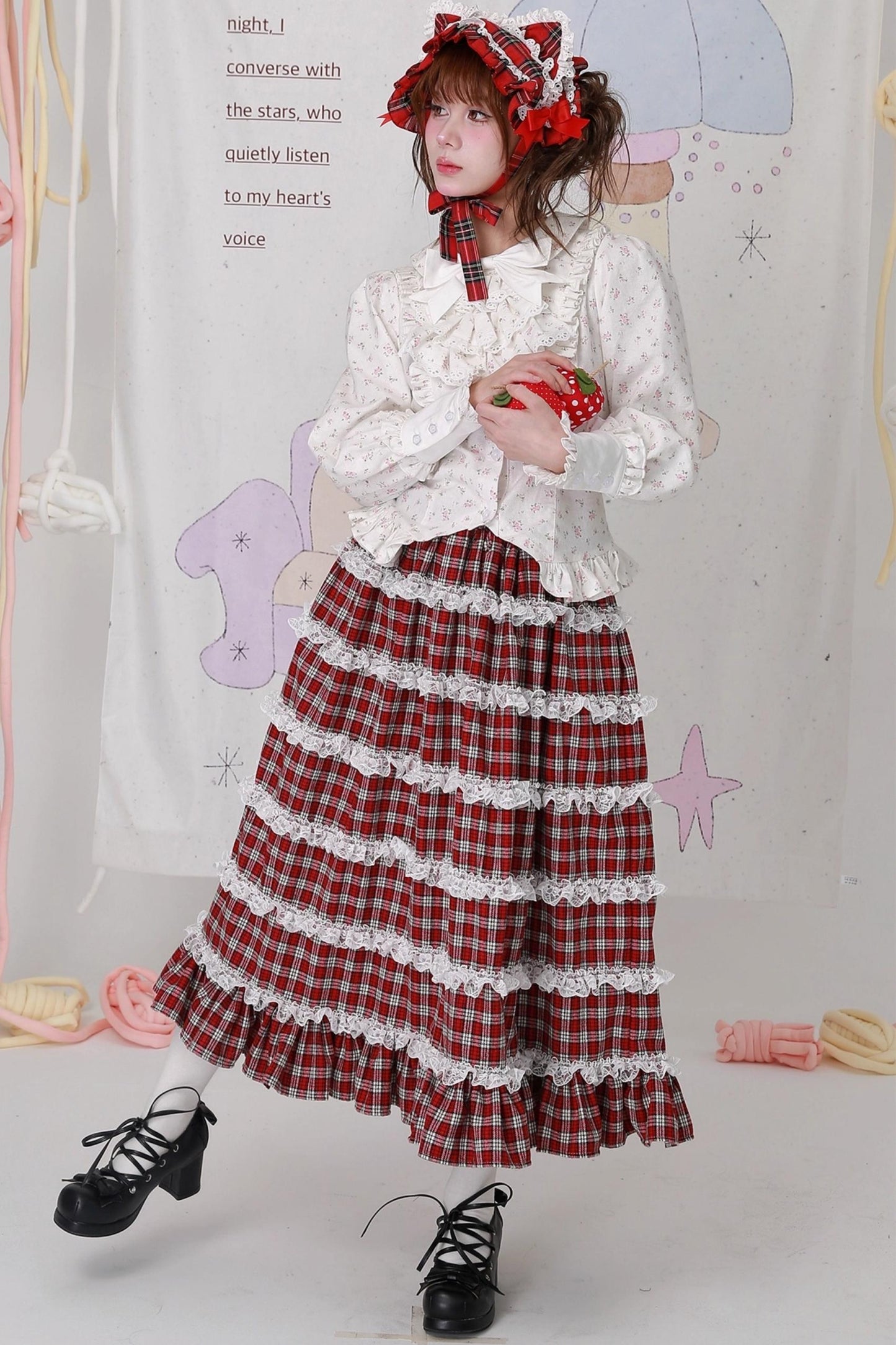 Red Plaid Lolita Skirt