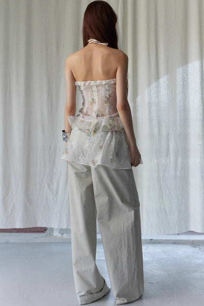 Vintage Floral Sheer Plunge Tank Top