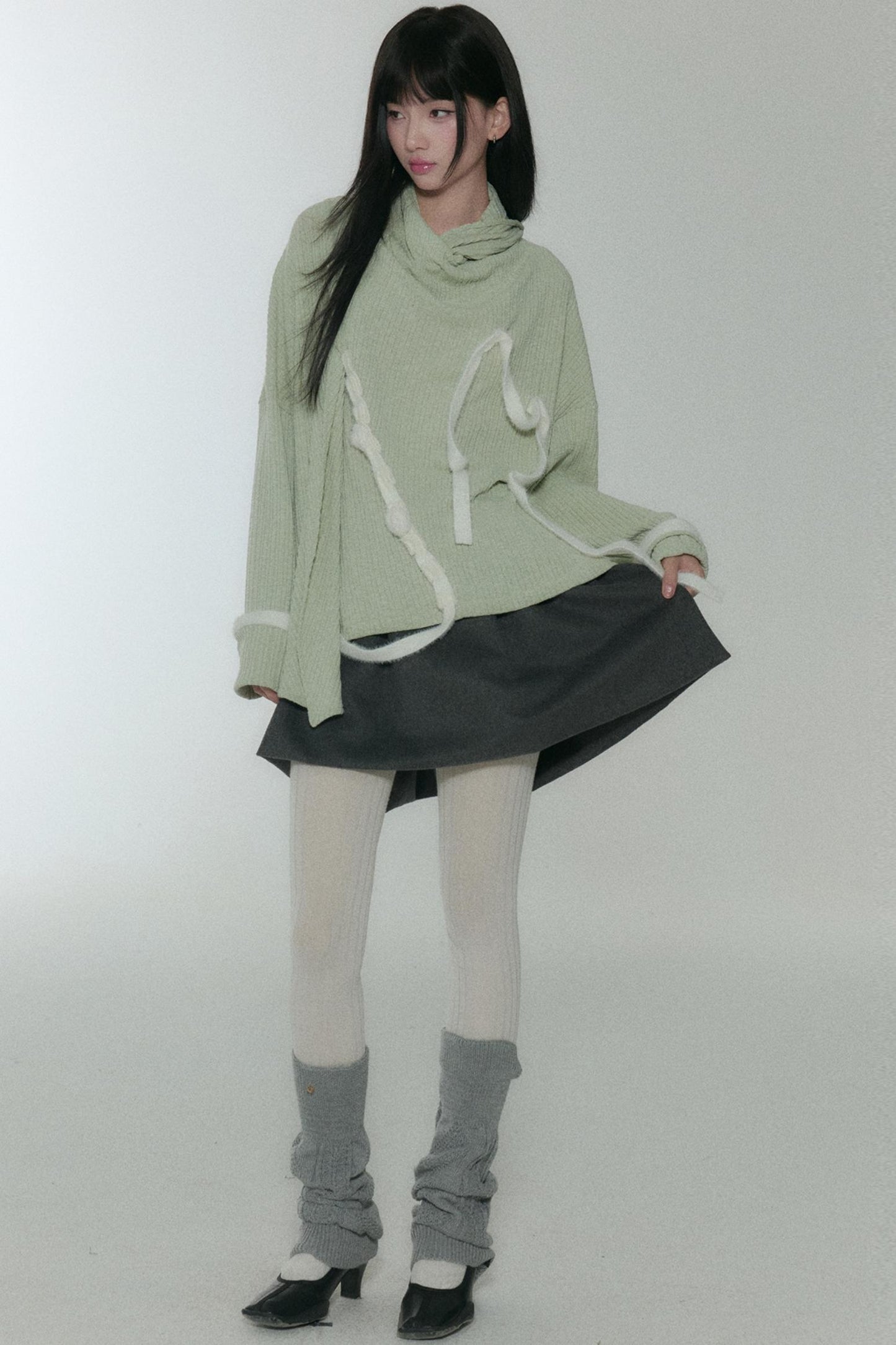 Green Velvet Stripe Sweater