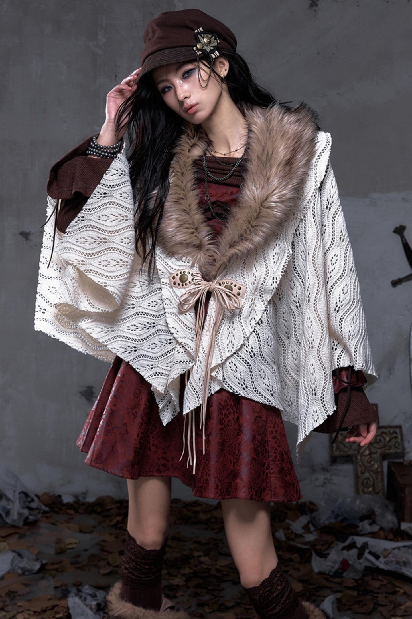 Millennium Vintage Knit Cape Jacket