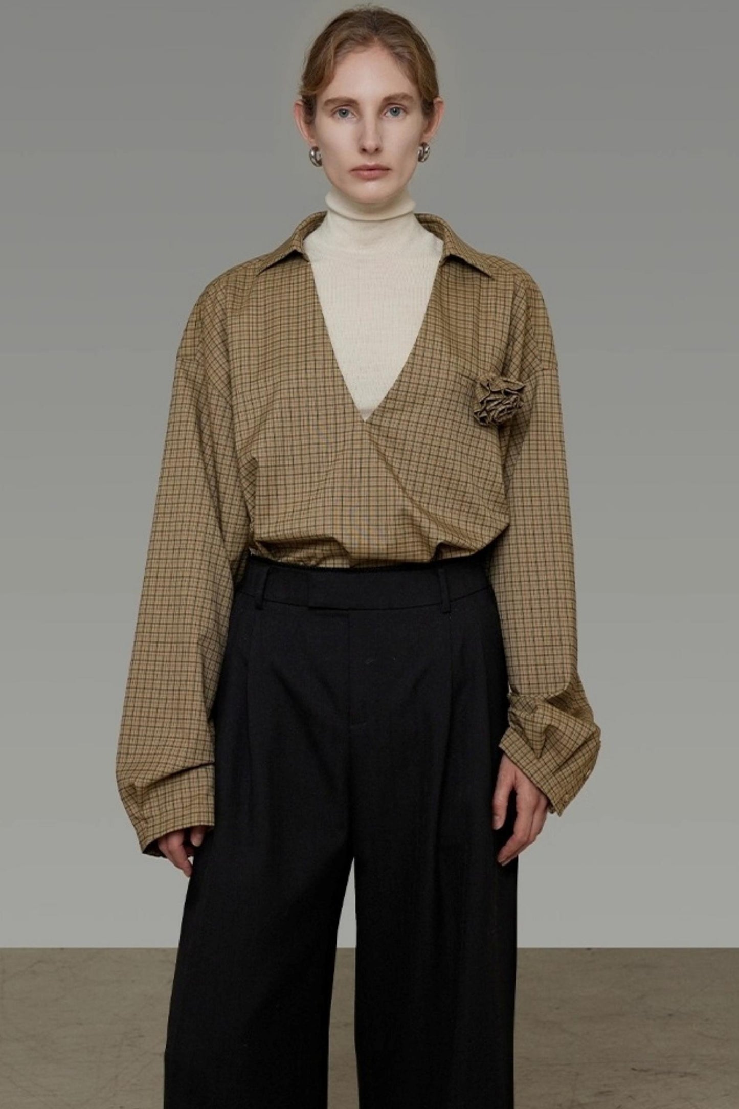 Vintage Fall V-Neck Striped Shirt