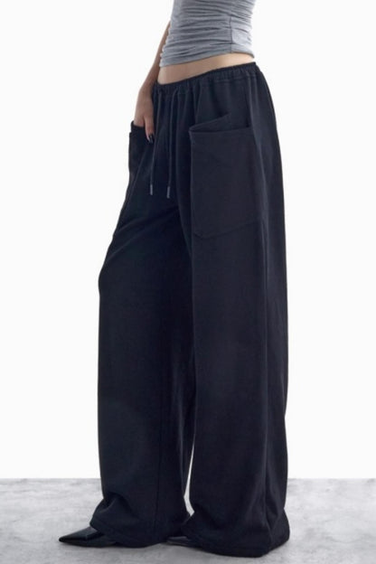 Double-Layer Black Sweatpants