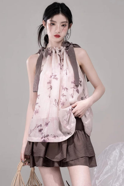 Rose Tea Set with Pleated Skirt set