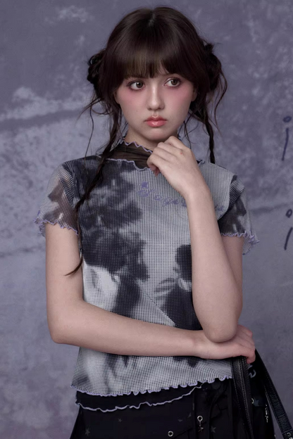 Retro Double-Layer Mesh Top