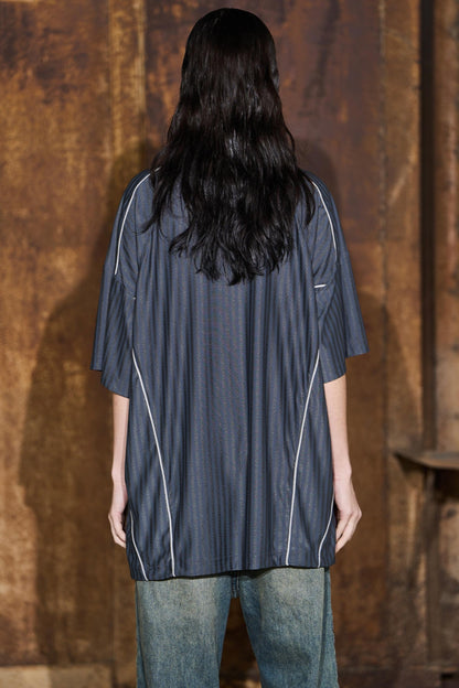 Gray Striped Jersey Top