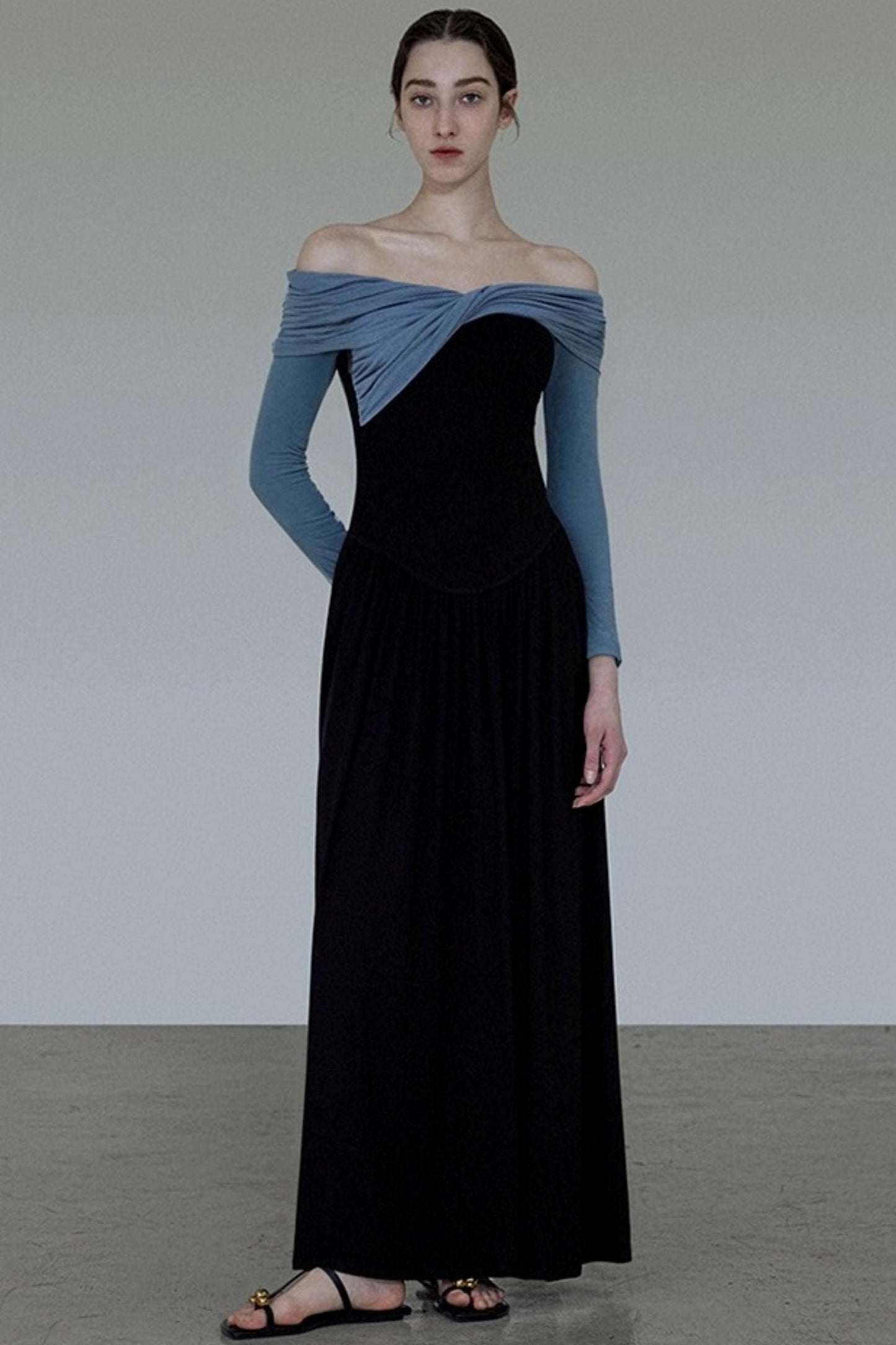 French Autumn One-Shoulder Knitted Dress