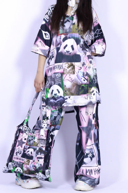 Mile Panda Canvas Shoulder Tote Bag
