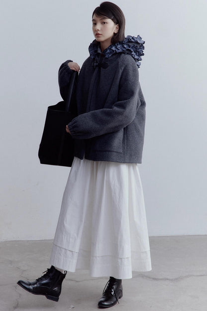 Pure Cotton Layered Shirring Skirt