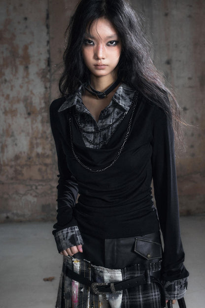 Swing Collar Long Sleeve Shirt