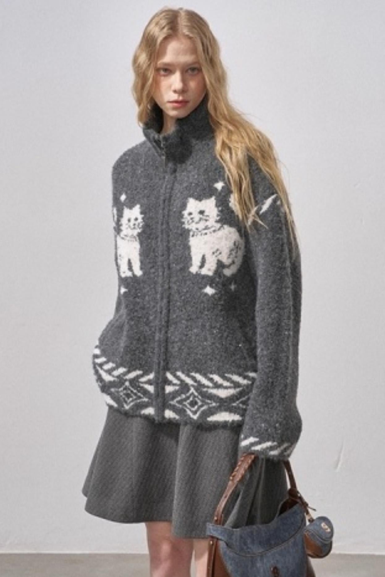 Star Kitty Jacquard Cardigan