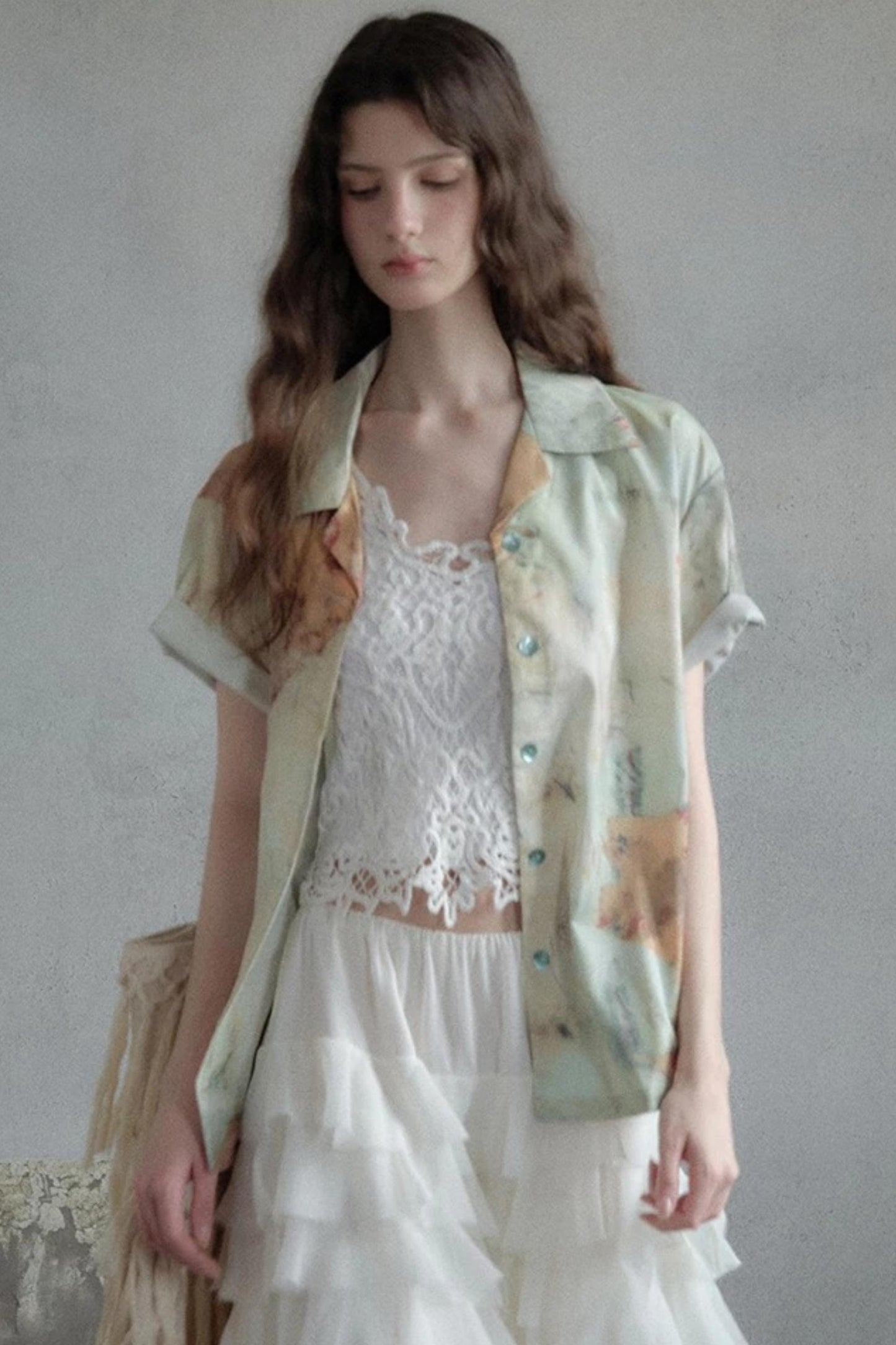 Retro Art Cuban Collar Shirt