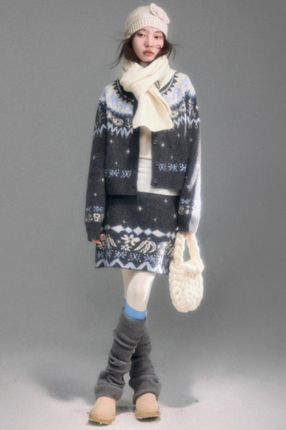 Snowflake Jacquard Cardigan Set-Up