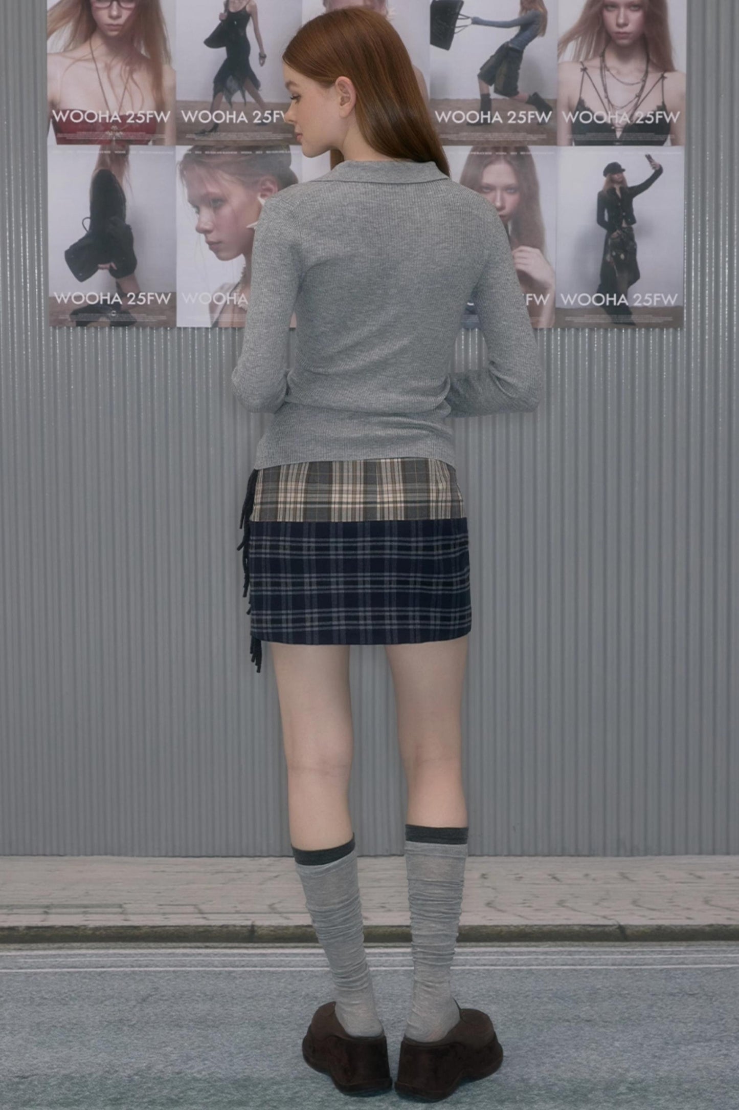 Retro Plaid Spliced Skirt