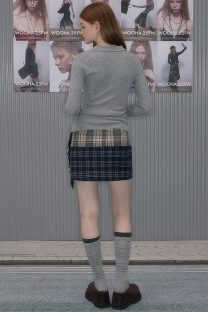 Retro Plaid Spliced Skirt