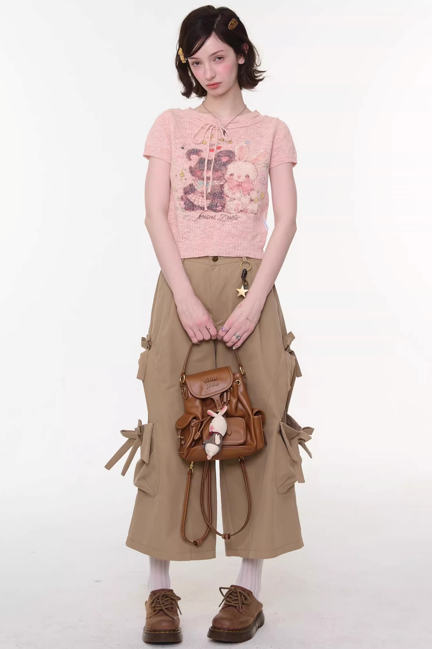 Retro Pink Bear and Rabbit Top