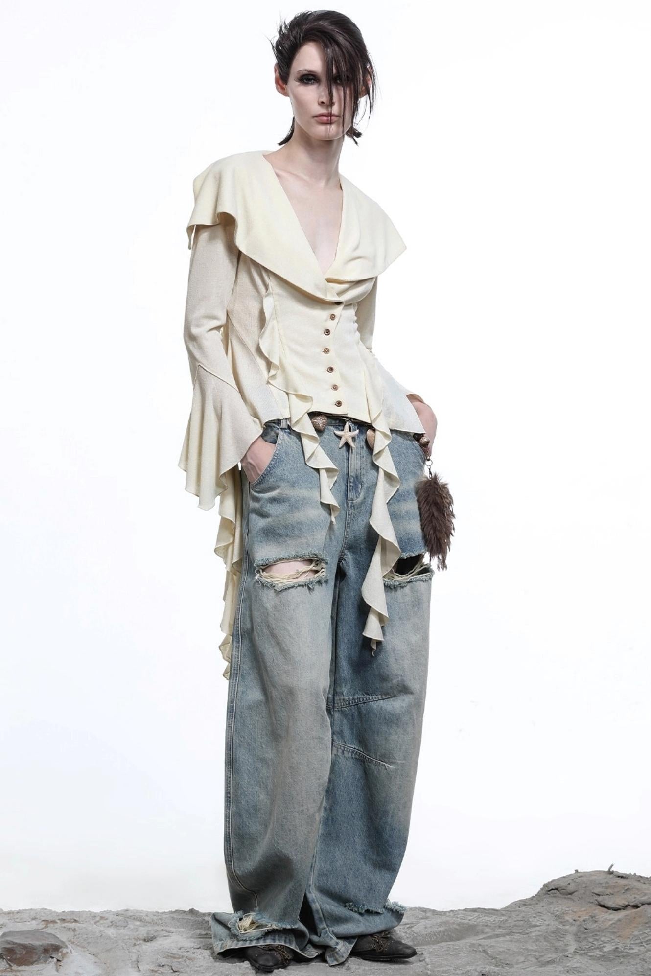 Lyocell Ruffled Cardigan