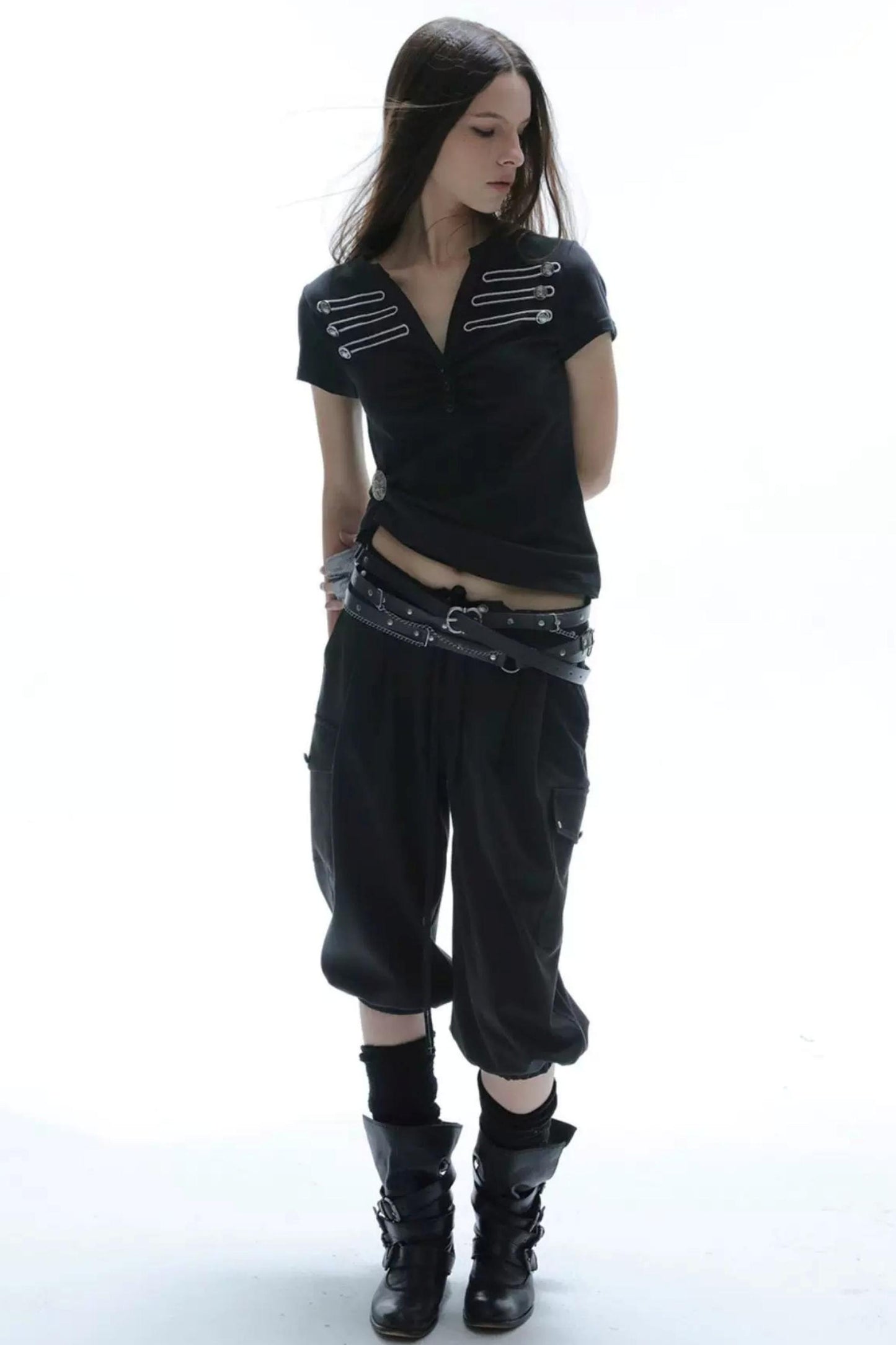 Equestrian Cargo Pleated Cuffed Pants