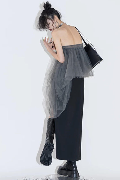 Layered Mesh Tube Top and Skirt Set-Up