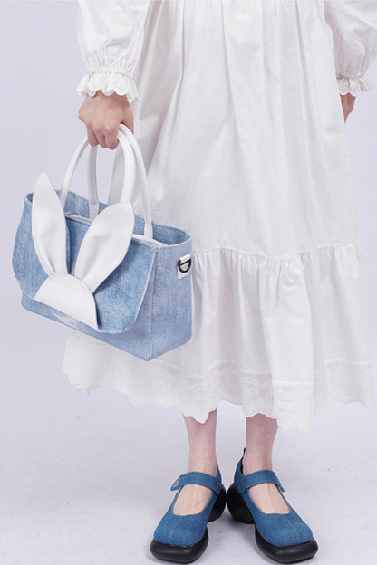 Denim Rabbit Tote Bag