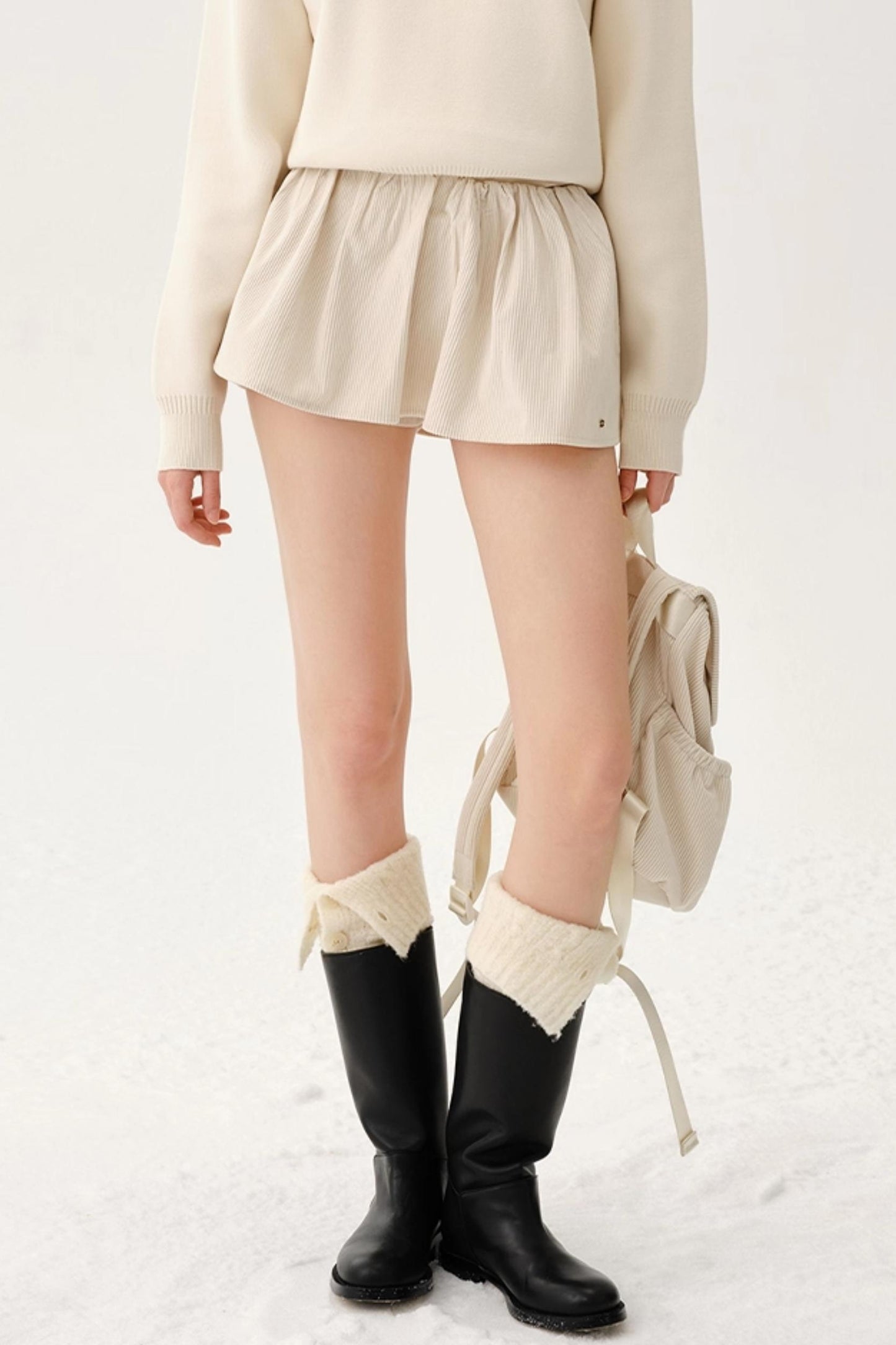 Elastic Waist Corduroy Pants