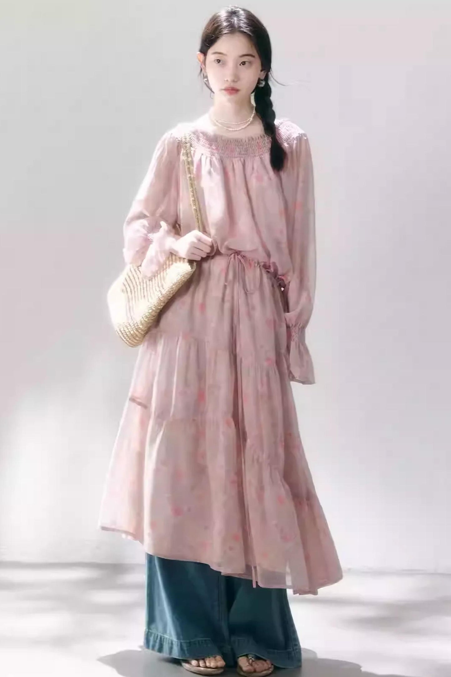 Misty Rose Off-Shoulder Dress