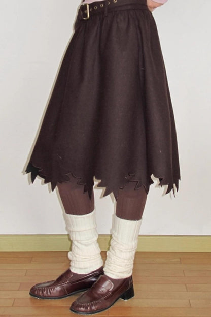 Wooden Tone Wool Skirt