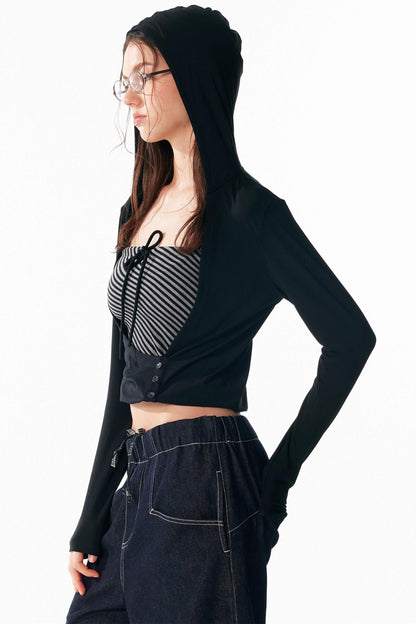 Slim Lace-Up Hooded Long Sleeve Base Shirt