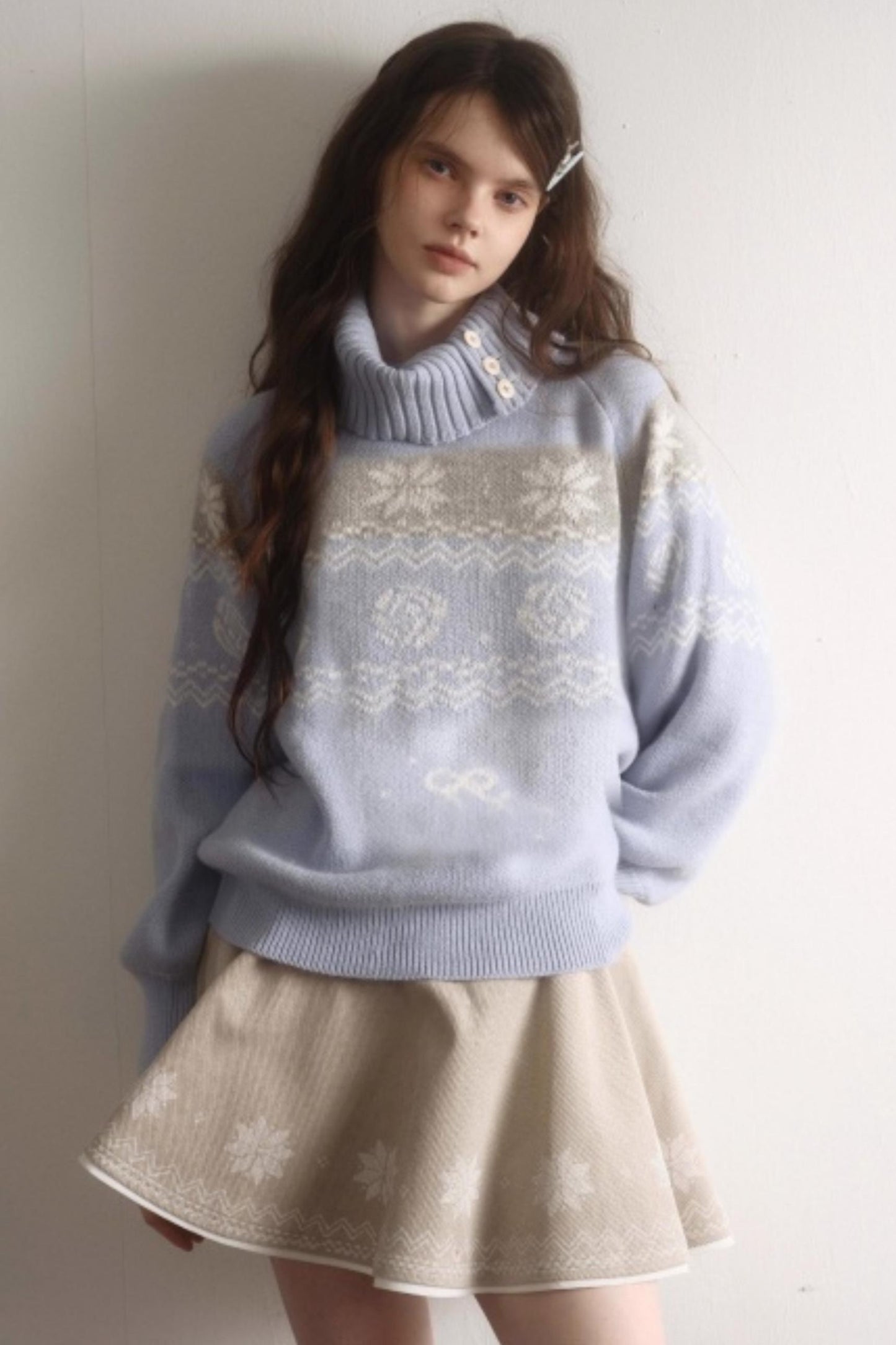 Velvet Cat Patch Wool Sweater Set-Up