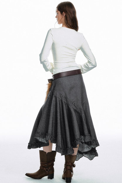 Versatile Solid Color Long Skirt