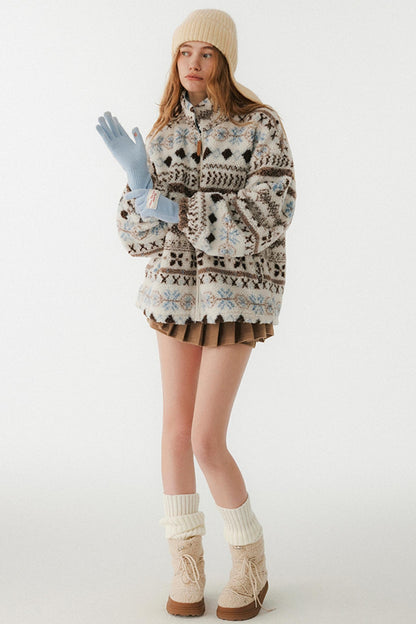 Blue-Brown Fair Isle Cardigan Coat