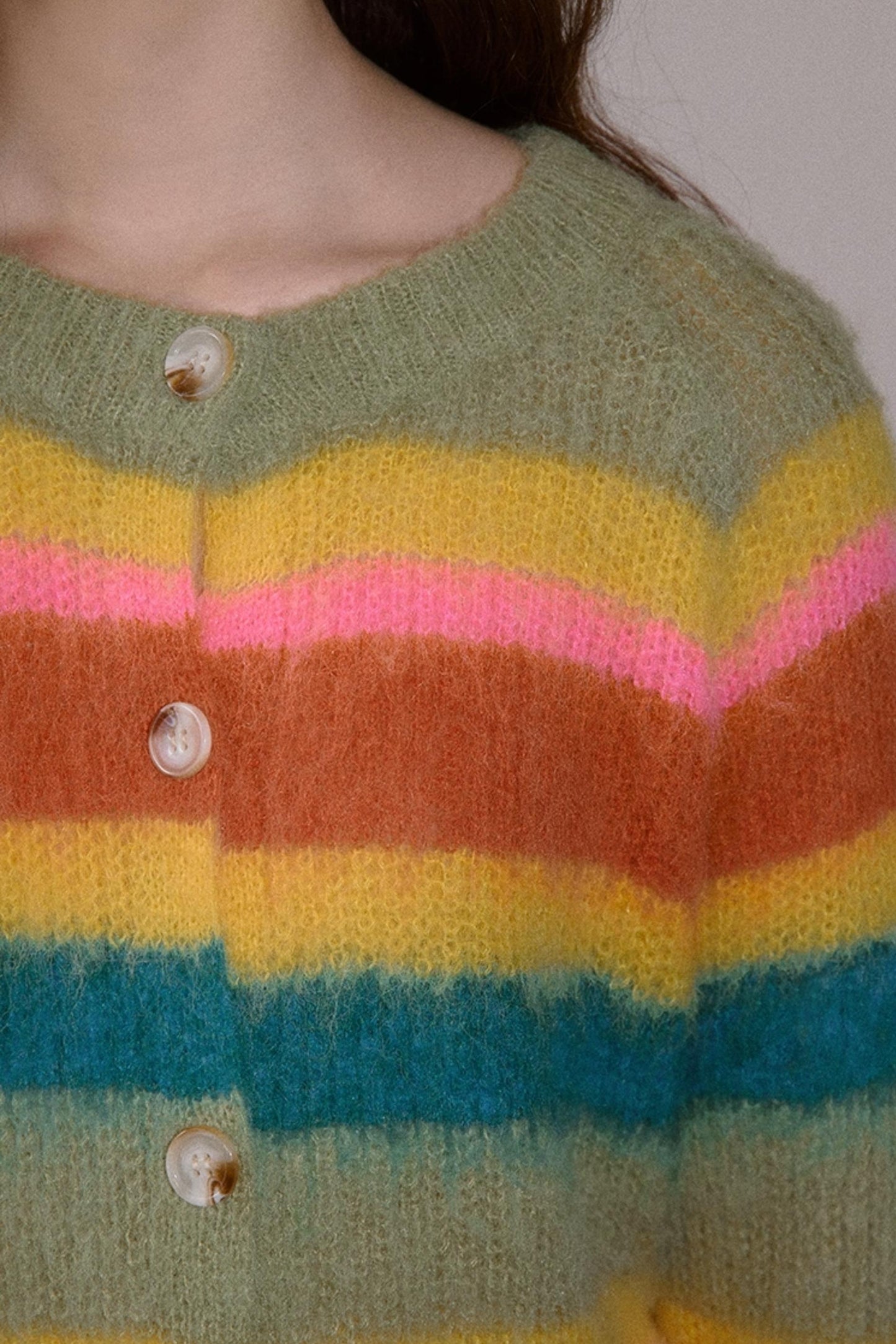 Fleece Rainbow Stripe Cardigan
