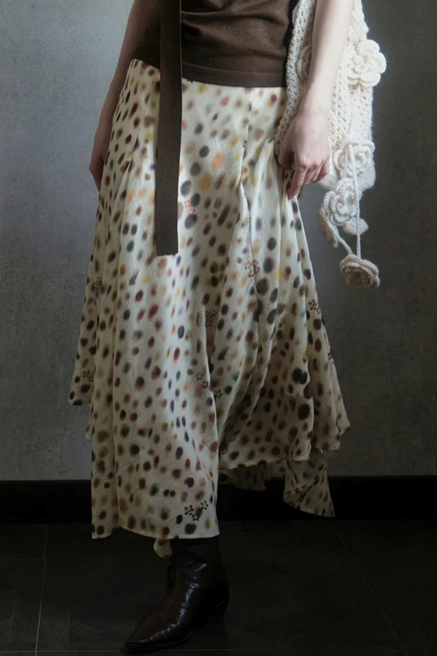 Artistic Polka Dot Asymmetrical Skirt