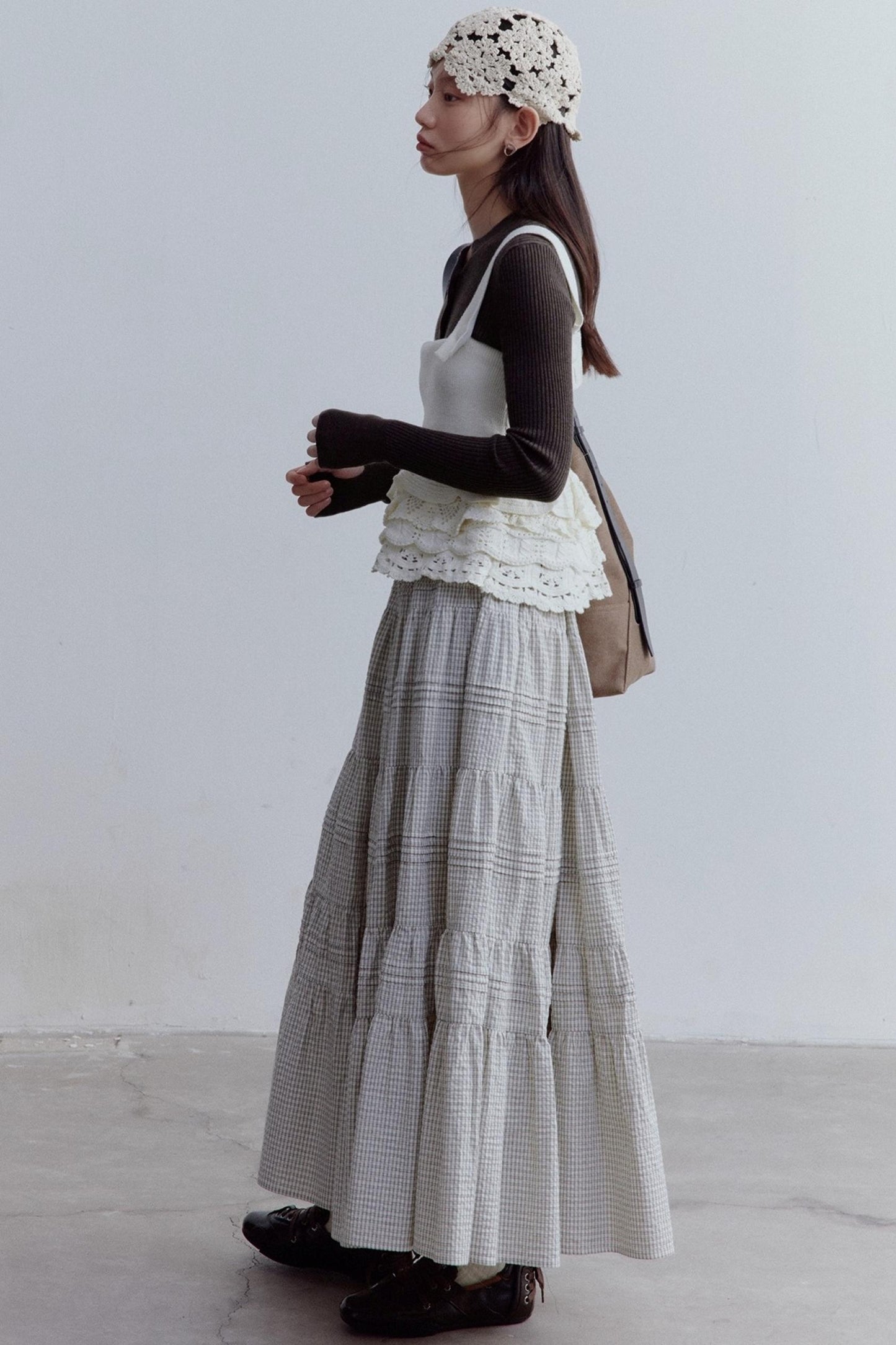 Check Layered Cake Skirt