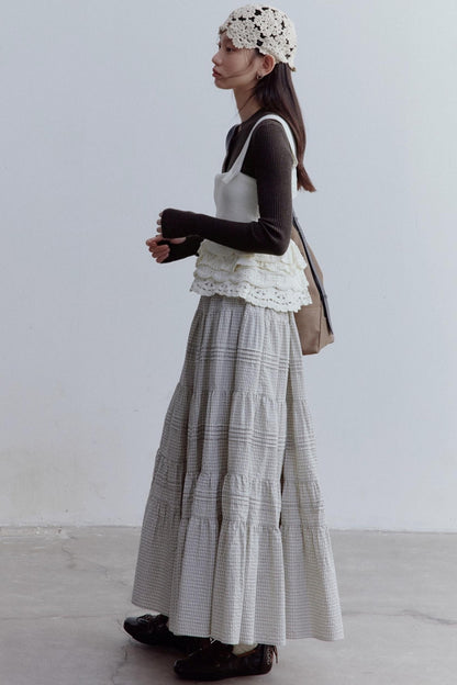 Check Layered Cake Skirt