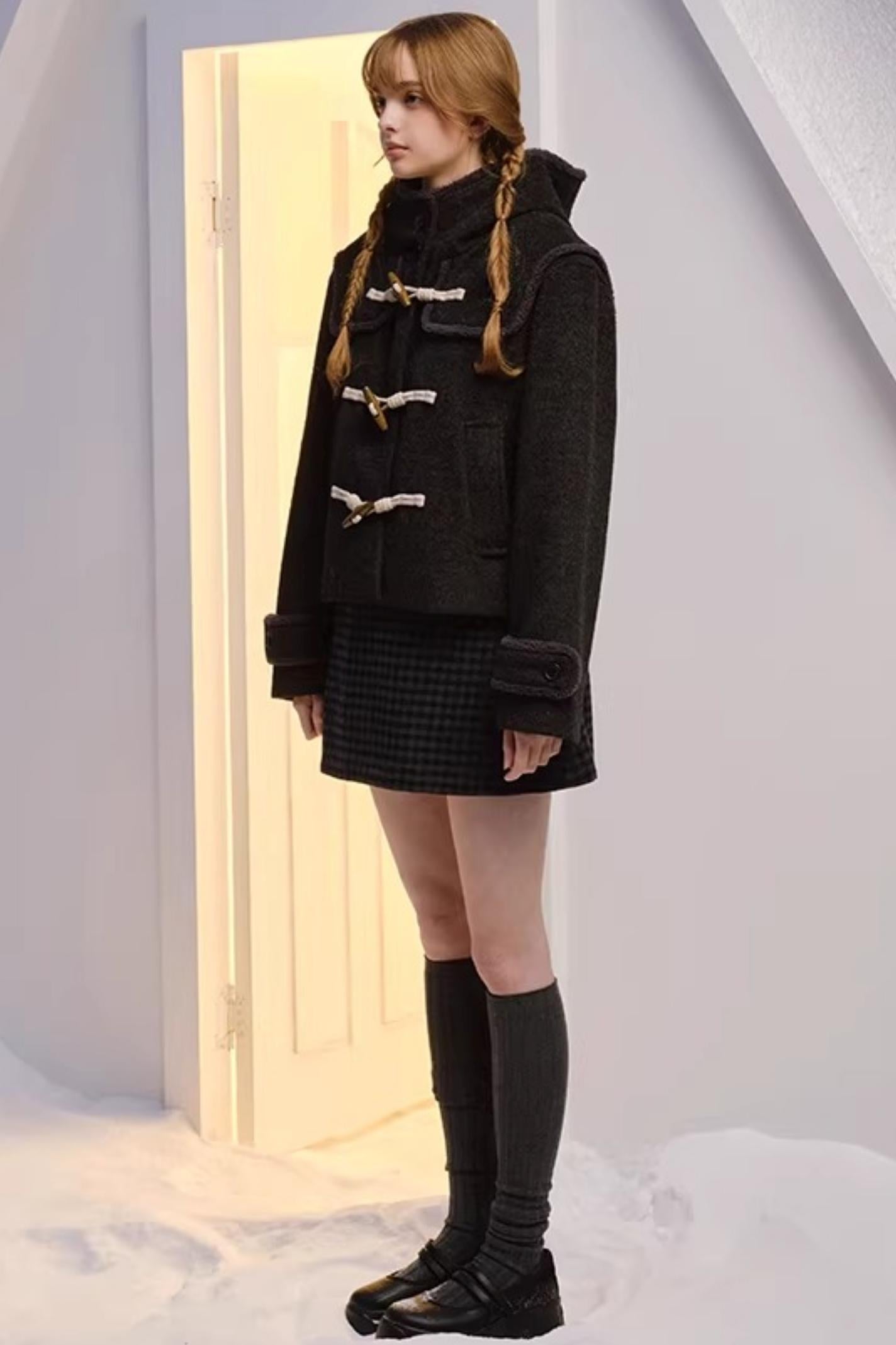 Green Plaid Wool-Blend Dress