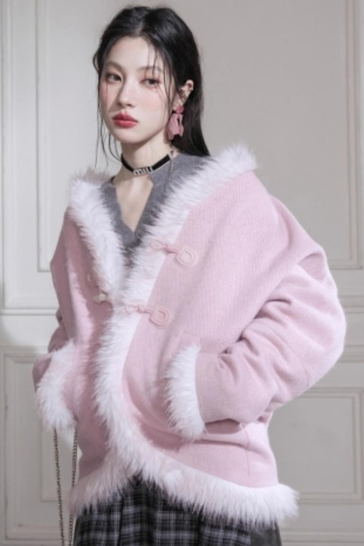 Muse Lover Snow Cherry Wool Coat