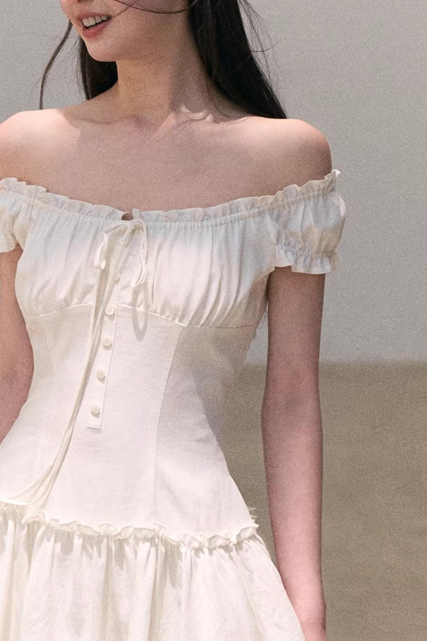 Lyocell Linen Puff Sleeve Dress