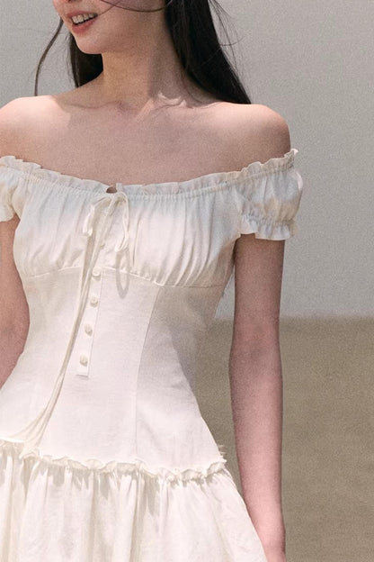 Lyocell Linen Puff Sleeve Dress