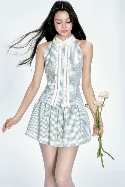 Lime Mint Green Check Set-Up