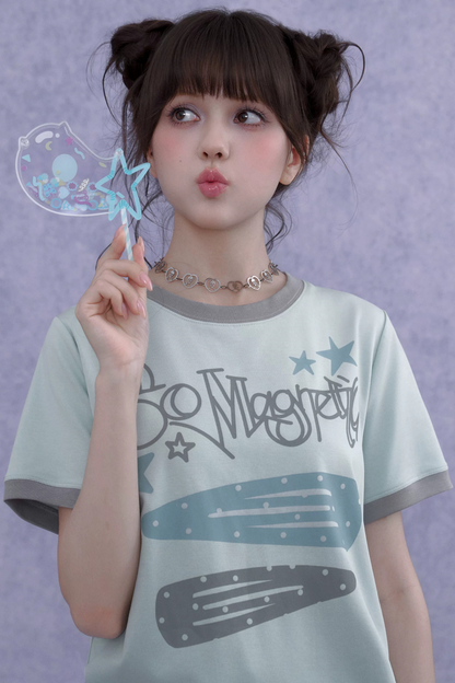 Sweet Cool Print T-Shirt Shorts Set-Up