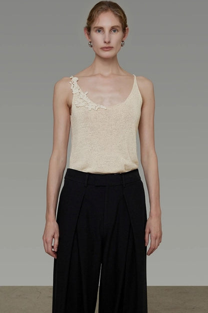 Knitted Suspender Two-Piece Top Set