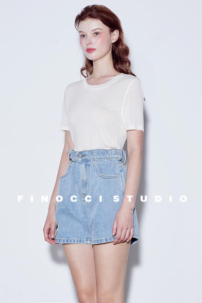 Mooncut Embroidered Denim Shorts