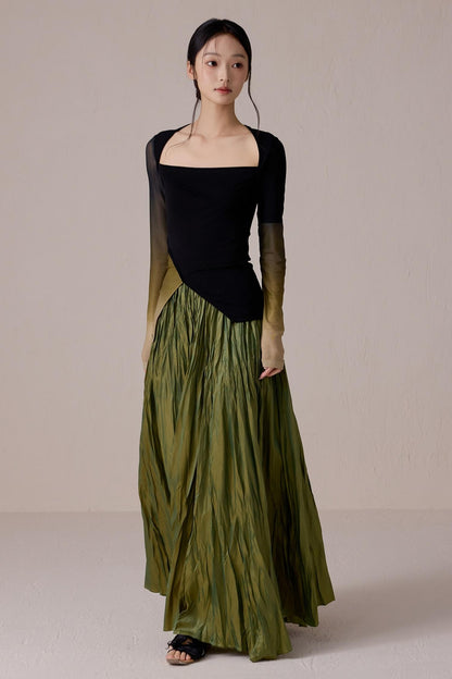 Color-Block Gradient Long Sleeve Tee