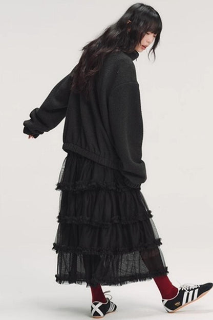 3D Embroidery Ruffled Skirt