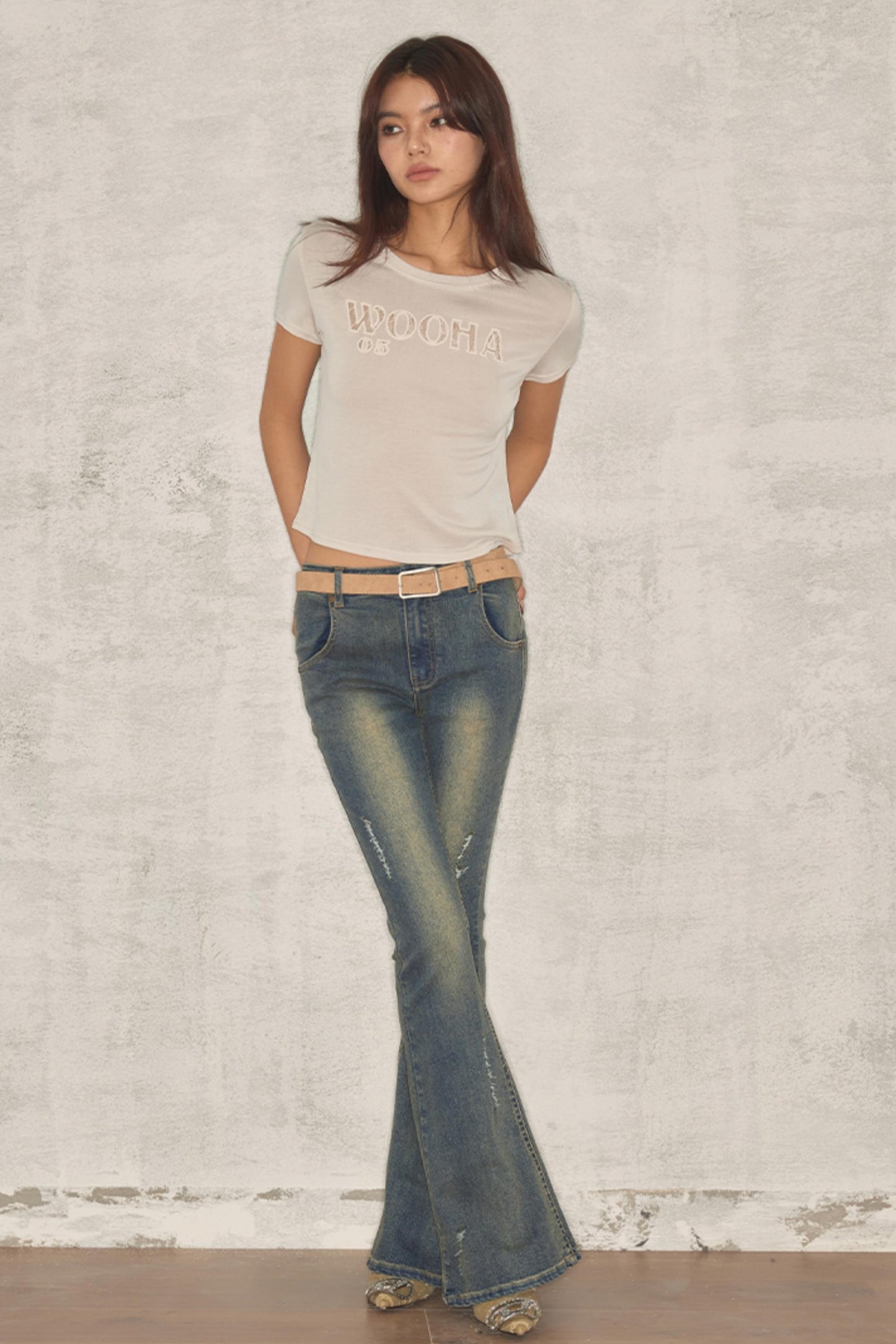 Summer Lace Embroidery Letter Tee