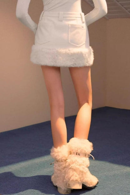Vintage Furry Patchwork Skirt