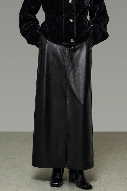 Retro Slimming Leather Skirt