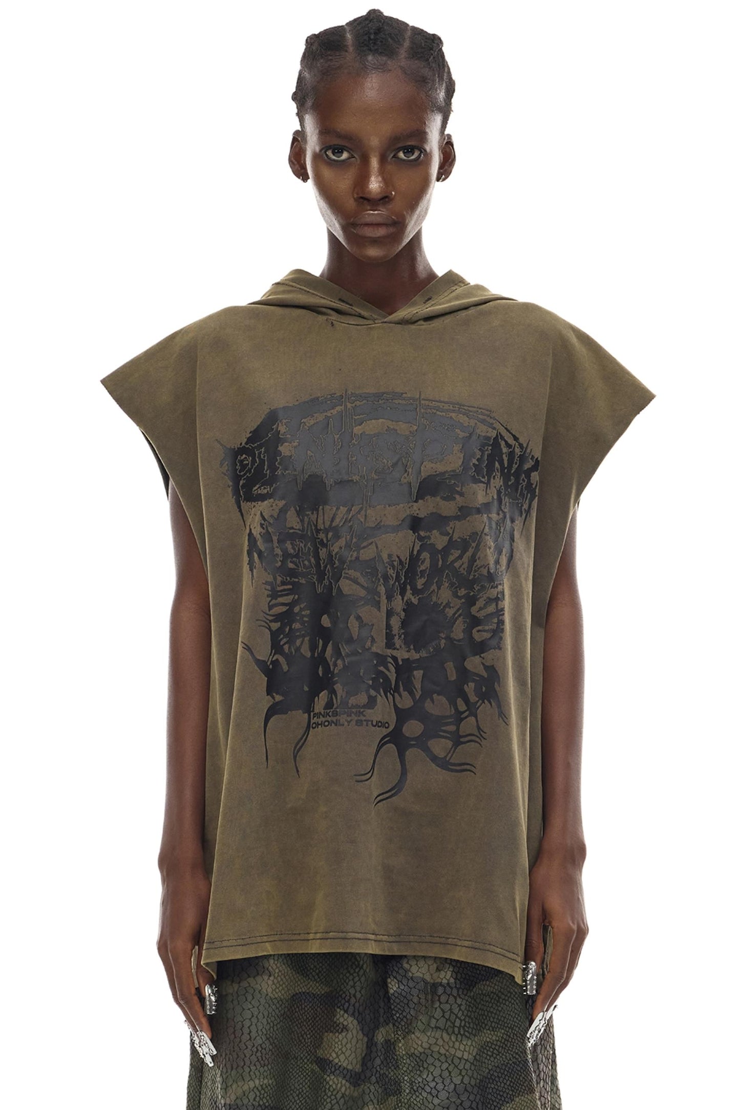 Cosmic Vortex Sleeveless Hooded Top