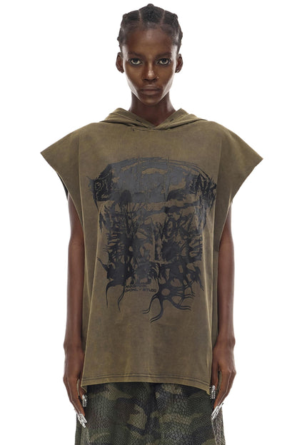 Cosmic Vortex Sleeveless Hooded Top